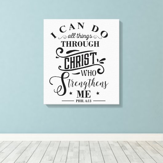 宗教引用文キリストが私を強める キャンバスプリント (インサイチュ (ウッドフロア))