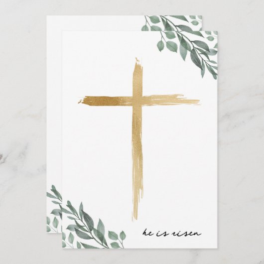 宗教復活祭の十字挨拶バイブル・カード 招待状 (正面/裏面)