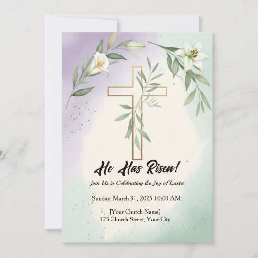宗教復活祭サービス招待状 招待状 (正面)