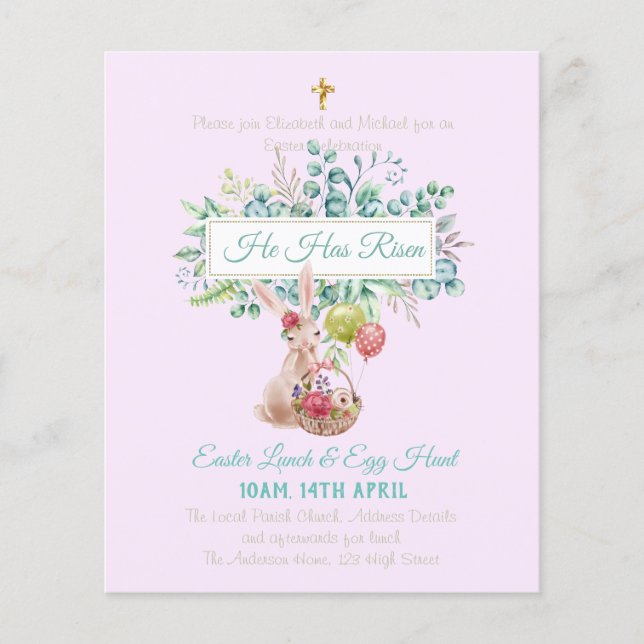 宗教復活祭招待状予算 (正面)