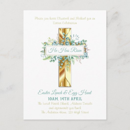 宗教復活祭招待状予算 ポストカード (正面)