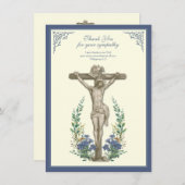 宗教悔やみや弔慰哀悼イエス・オンクロス サンキューカード (正面/裏面)