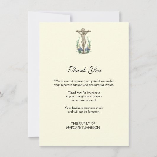宗教悔やみや弔慰哀悼イエス・オンクロス サンキューカード (裏面)