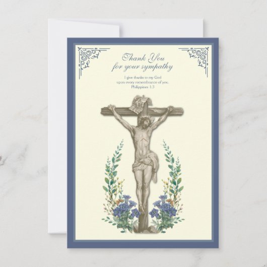 宗教悔やみや弔慰哀悼イエス・オンクロス サンキューカード (正面)