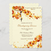 宗教感謝祭ディナーロザリオ葉 招待状 (正面/裏面)