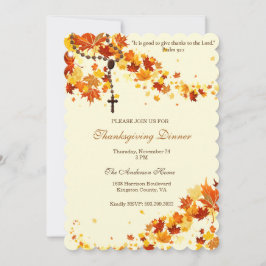 宗教感謝祭ディナーロザリオ葉 招待状