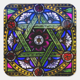宗教教会ステンドグラス窓ステッカー スクエアシール