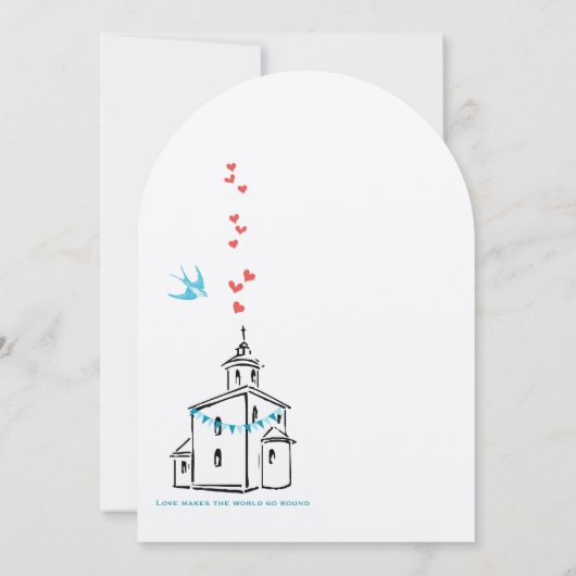 宗教教会チャペル教会に行結婚く 招待状 (裏面)