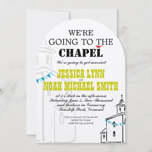 宗教教会チャペル教会に行結婚く 招待状 (正面)