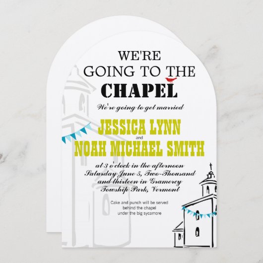 宗教教会チャペル教会に行結婚く 招待状 (正面/裏面)