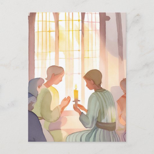 宗教教会祈りの言葉 | 水彩手作り シーズンポストカード (正面)