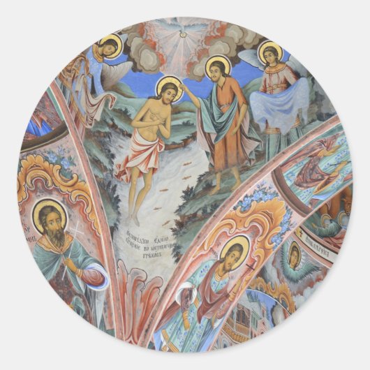 宗教教会絵を描の写真シール ラウンドシール (正面)