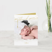 宗教数珠の十字のモノグラムの原稿がある写真 サンキューカード (正面)