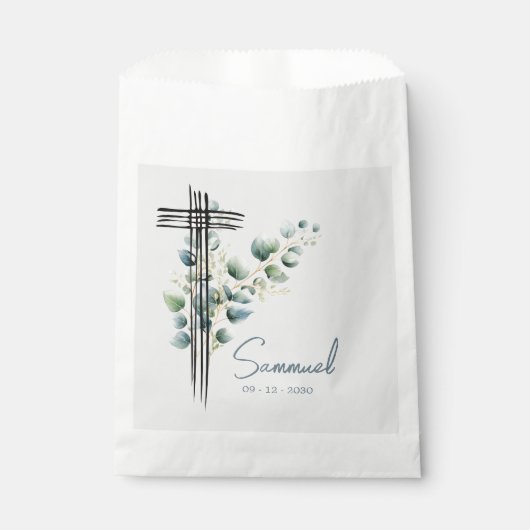 宗教植物性モダンブルークロス フェイバーバッグ (正面)