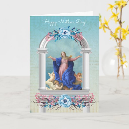 宗教母の日ヴァージンメアリーエンジェルス カード (黄色い花)