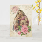 宗教母の日ヴァージンメアリーラムイエス カード (黄色い花)