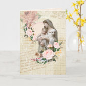 宗教母の日ヴァージンメアリーラムイエス カード (黄色い花)