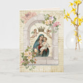宗教母の日ヴァージンメリーイエスエンジェルス カード (黄色い花)