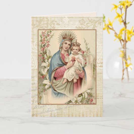 宗教母の日賛美ヴァージンイエス カード (黄色い花)