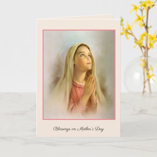 宗教母の日賛美ヴァージンマリー カード (黄色い花)