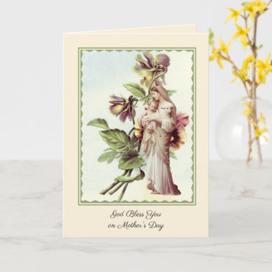 宗教母の日賛美ヴァージンマリー カード (黄色い花)