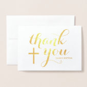 宗教洗礼のサンキューカードの金ゴールドホイル 箔カード (封筒付き正面)