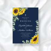 宗教海軍ブルーフローラひまわり結婚の 招待状