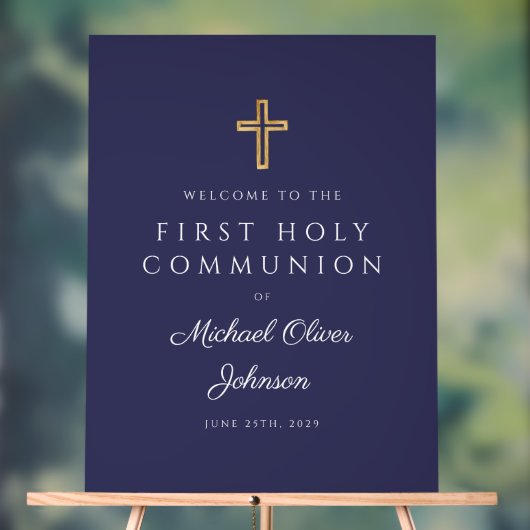 宗教海軍ブルーボーイファースト・コミュニオンウェルカム アクリルサイン (ニュートラル)