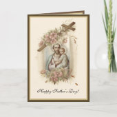 宗教父の日ヴィンテージ聖ヨセフ祈りの言葉 カード (正面)