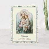 宗教父の日ヴィンテージ聖ヨセフ祈りの言葉 カード (正面)