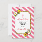 宗教珊瑚のストライプの花柄カードありがとう サンキューカード (正面)