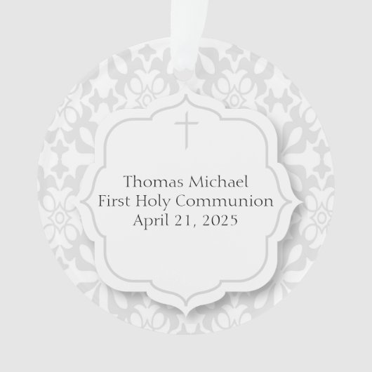 宗教甘い灰色のダマスク織 オーナメント (正面)