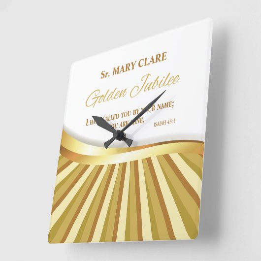 、宗教生命の金記念祭個人化して下さい スクエア壁時計 (傾斜)