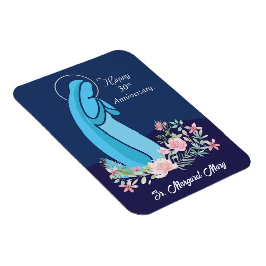 宗教生活から30周年を迎える尼僧ピンクの花 マグネット (右側)