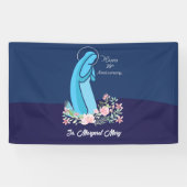 宗教生活から30周年を迎える尼僧ピンクの花 横断幕 (横)