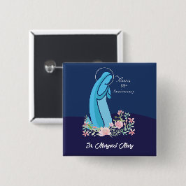 宗教生活から30周年を迎える尼僧ピンクの花 缶バッジ