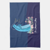 宗教生活から50周年を迎えるピンク色の花 キッチンタオル (縦)