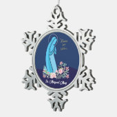 宗教生活から50周年を迎えるピンク色の花 スノーフレークピューターオーナメント (右)