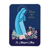 宗教生活から50周年を迎えるピンク色の花 マグネット (縦)