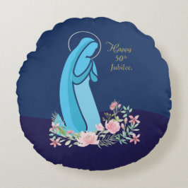 宗教生活から50周年を迎えるピンク色の花 ラウンドクッション