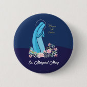 宗教生活から50周年を迎えるピンク色の花 缶バッジ (正面)