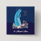 宗教生活から50周年を迎えるピンク色の花 缶バッジ (正面)