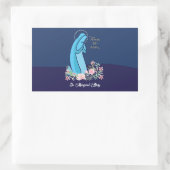 宗教生活から50周年を迎えるピンク色の花 長方形シール (バッグ)