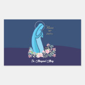 宗教生活から50周年を迎えるピンク色の花 長方形シール (正面)