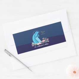 宗教生活から50周年を迎えるピンク色の花 長方形シール