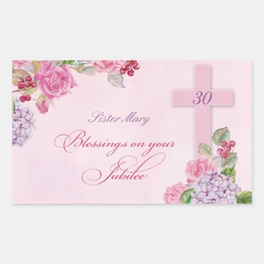 宗教生活カトリック修道女30周年記念 長方形シール (正面)