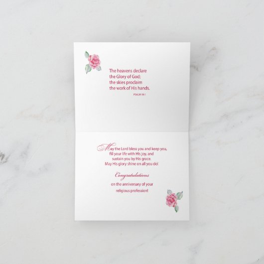 宗教生活カトリック修道女35周年 カード (内部)