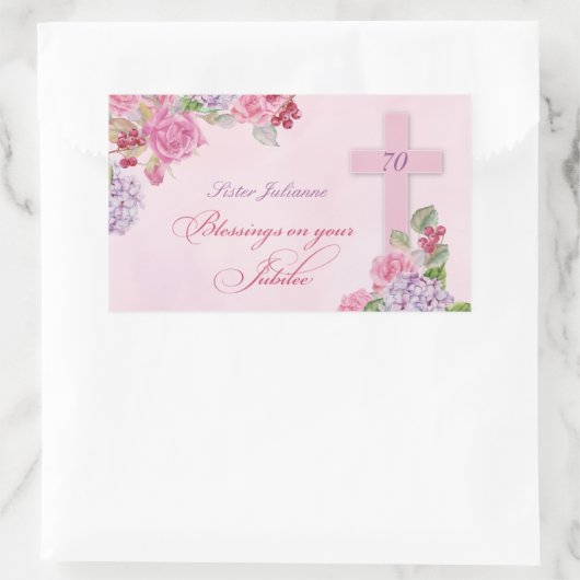 宗教生活カトリック修道女70周年 長方形シール (バッグ)