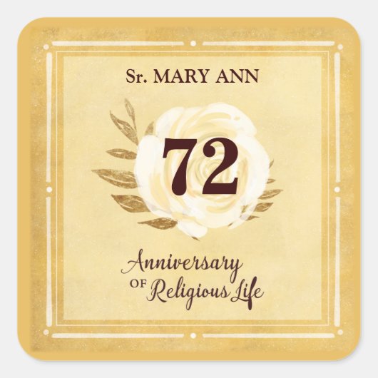 宗教生活修道女のカスタマイズ可能な記念日 スクエアシール (正面)