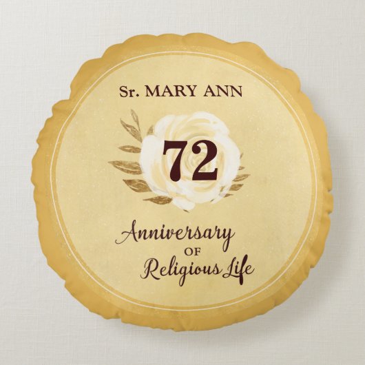 宗教生活修道女のカスタマイズ可能な記念日 ラウンドクッション (正面)